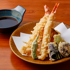 大海老と野菜の天婦羅盛り合わせ